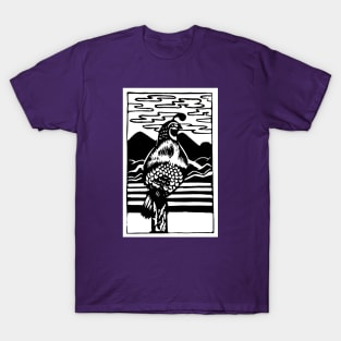 California Quail Woodblock T-Shirt